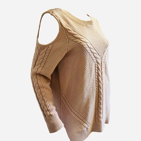 A.N.A Cable Net Pink Hi-Lo Sweater W/Cold Shoulder size XL - Picture 8 of 10